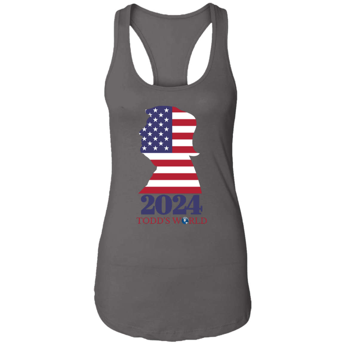 TRUMP Flag Profile Ladies Ideal Racerback Tank